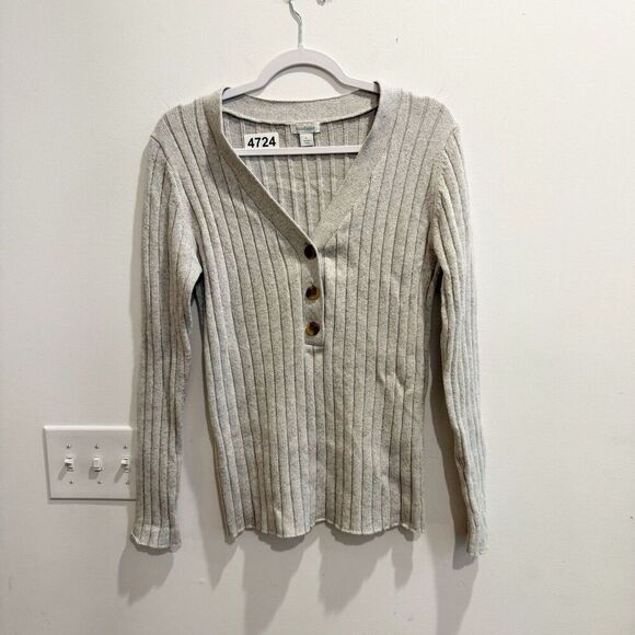 Sundance Womens Gray Henley Sweater Size L V Neck Ribbed Knit Long Sleeve - Picture 5 of 6